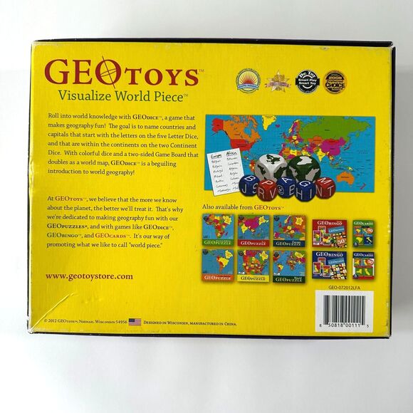 Geo Dice Geography Game Ages 6 & Up Geo Toys Complete - Picture 2 of 4